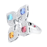 Roberto Coin Venetian Princess 18ct White Gold Diamond & Mixed Gemstone Ring