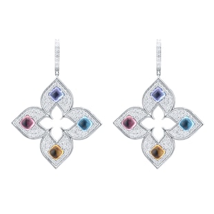 Roberto Coin Venetian Princess 18ct White Gold Diamond & Mixed Gemstone Drop Earrings