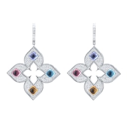 37523876 - Venetian Princess 18ct White Gold Diamond & Mixed Gemstone Drop Earrings