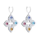 Roberto Coin Venetian Princess 18ct White Gold Diamond & Mixed Gemstone Drop Earrings