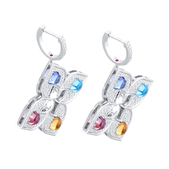 Roberto Coin Venetian Princess 18ct White Gold Diamond & Mixed Gemstone Drop Earrings