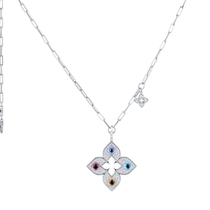Roberto Coin Venetian Princess 18ct White Gold Diamond & Mixed Gemstone Pendant