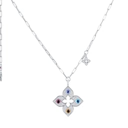 37523877 - Venetian Princess 18ct White Gold Diamond 
Mixed Gemstone Pendant