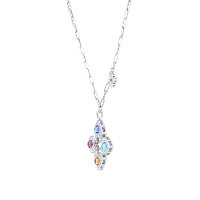 Roberto Coin Venetian Princess 18ct White Gold Diamond & Mixed Gemstone Pendant