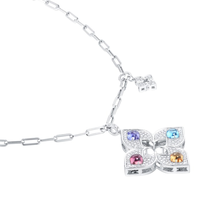 Roberto Coin Venetian Princess 18ct White Gold Diamond & Mixed Gemstone Pendant