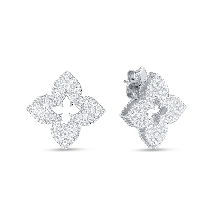 Roberto Coin Venetian Princess 18ct White Gold Diamond Stud Earrings