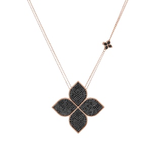 Roberto Coin Princess Flower 18ct Rose Gold Black Diamond Pendant