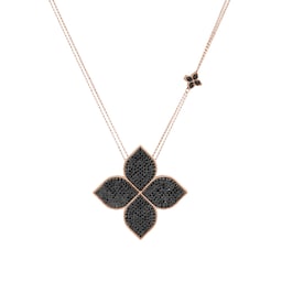37523881 - Princess Flower 18ct Rose Gold Black Diamond Pendant