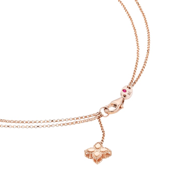 Roberto Coin Princess Flower 18ct Rose Gold Black Diamond Pendant