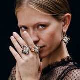 Roberto Coin Princess Flower 18ct Rose Gold 0.98ct Black & White Diamond Ring