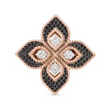 Roberto Coin Princess Flower 18ct Rose Gold 0.98ct Black & White Diamond Ring