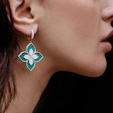 Roberto Coin Princess Flower 18ct Rose Gold 1,56ct Diamond & Malachite Hoop Earrings