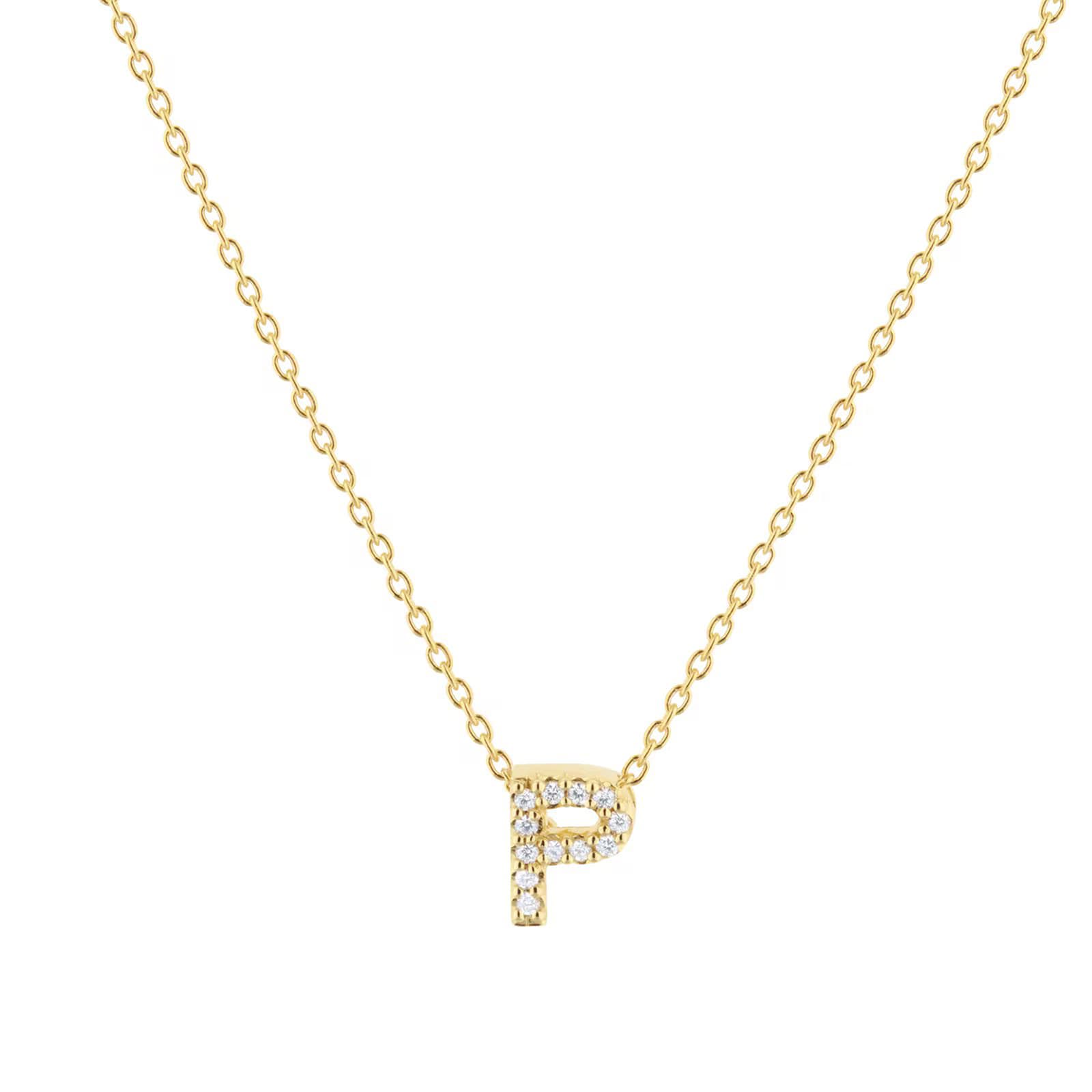 Roberto Coin 18K Yellow Gold Tiny Treasures Diamond Love Letter P Necklace