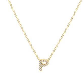 Roberto Coin 18K Yellow Gold Tiny Treasures Diamond Love Letter P Necklace