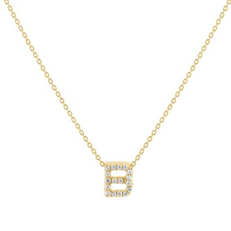 Roberto Coin 18K Yellow Gold Tiny Treasures Diamond Love Letter B Necklace