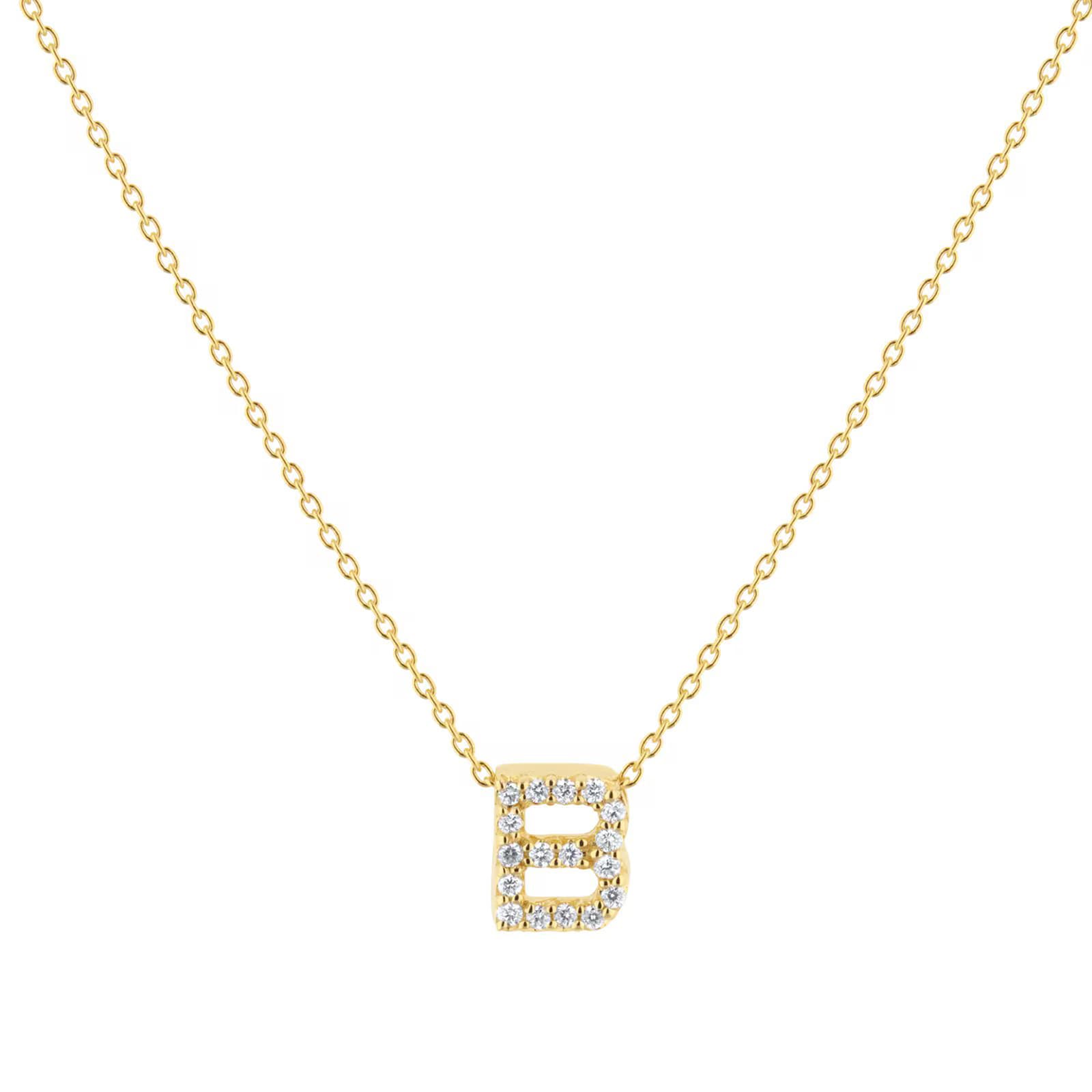 Roberto Coin 18K Yellow Gold Tiny Treasures Diamond Love Letter B Necklace