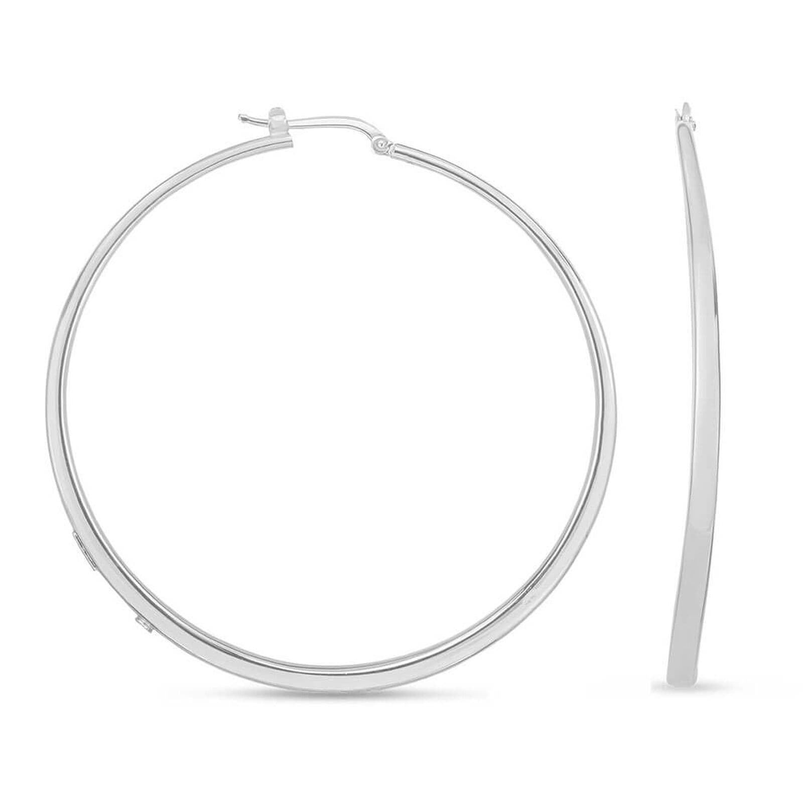 Roberto Coin 18K White Gold Designer Gold Large Graduated Hoop Earrings