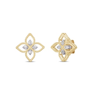 Roberto Coin Princess Flower 18ct Yellow Gold 0.09ct Diamond Stud Earrings