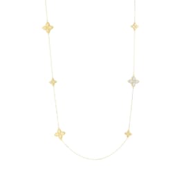 37523927 - Princess Flower 18ct Yellow Gold Black Jade & 0.18ct Diamond Long Necklace