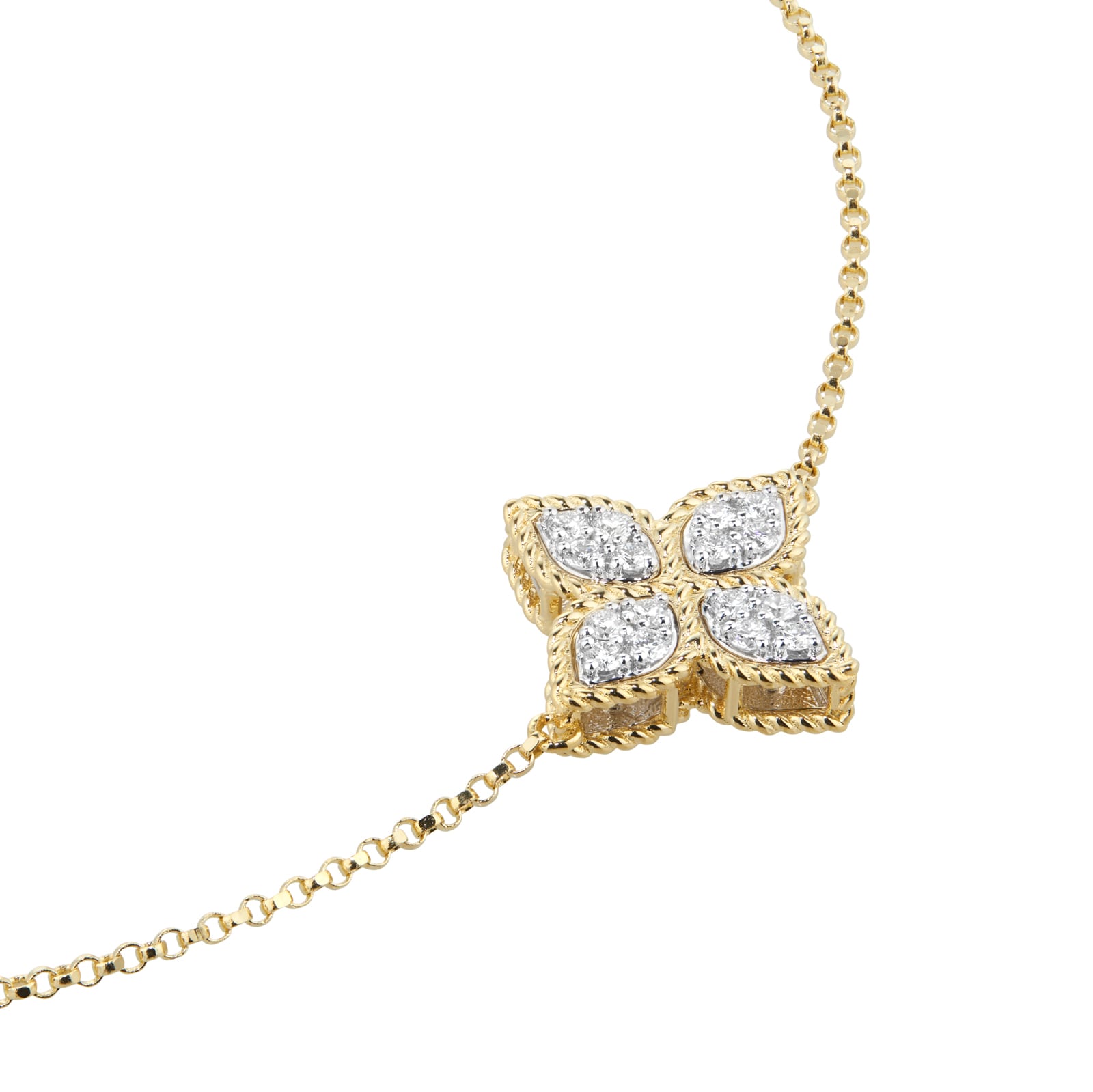 Roberto Coin Princess Flower 18ct Yellow Gold Black Jade & 0.18ct Diamond Long Necklace Roberto Coin Princess Flower 18ct Yellow Gold Black Jade & 0.18ct Diamond Long Necklace