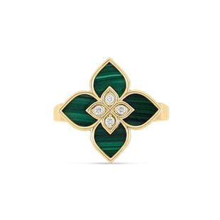 Roberto Coin Venetian Princess 18ct Yellow Gold Malachite & 0.07ct Diamond Ring