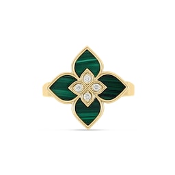 37523932 - Venetian Princess 18ct Yellow Gold Malachite & 0.07ct Diamond Ring