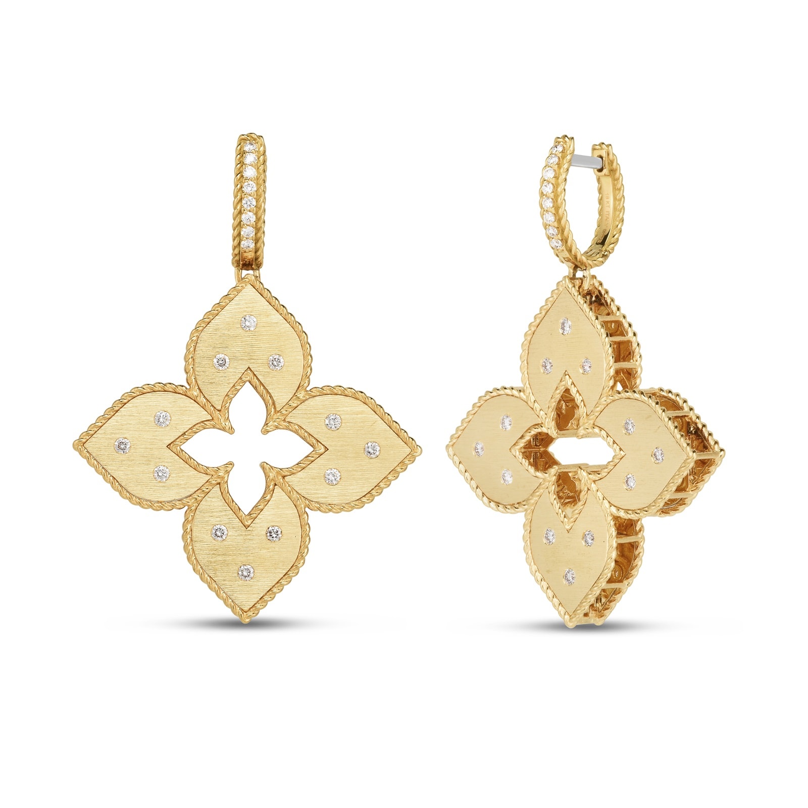 Roberto Coin Venetian Princess 18ct Yellow Gold 0.46ct Diamond Hoop Earrings Roberto Coin Venetian Princess 18ct Yellow Gold 0.46ct Diamond Hoop Earrings