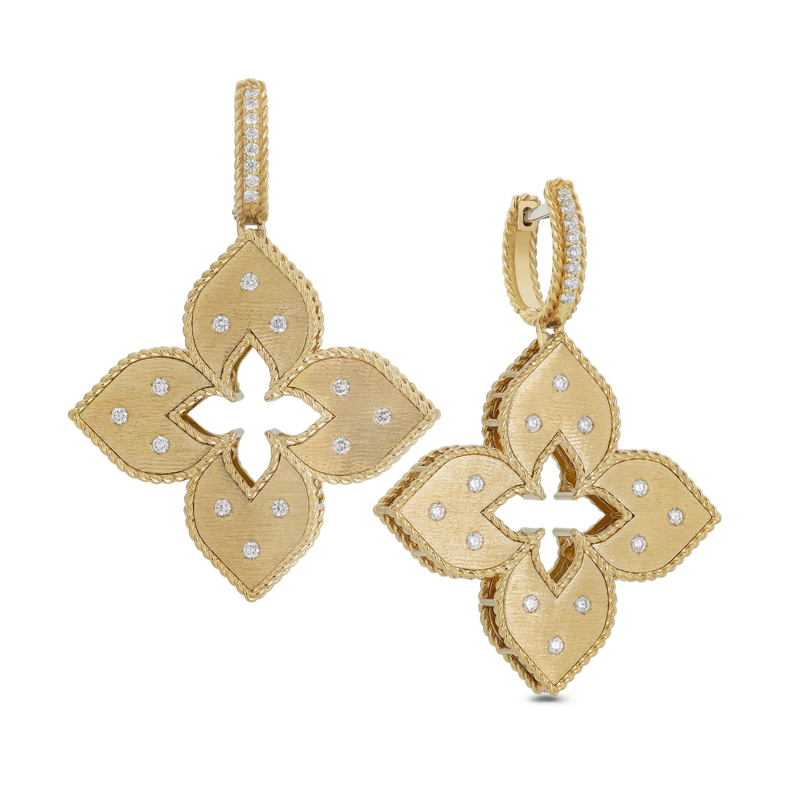 Roberto Coin Venetian Princess 18ct Yellow Gold 0.46ct Diamond Hoop Earrings Roberto Coin Venetian Princess 18ct Yellow Gold 0.46ct Diamond Hoop Earrings