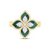 Roberto Coin Princess Flower 18ct Yellow Gold Malachite & 0.18ct Diamond Ring
