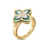 Roberto Coin Princess Flower 18ct Yellow Gold Malachite & 0.18ct Diamond Ring