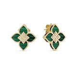 Roberto Coin Venetian Princess 18ct Yellow Gold Malachite & 0.14ct Diamond Stud Earrings
