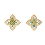 Roberto Coin Exclusive Venetian Princess 18ct Yellow Gold Emerald & 0.55ct Diamond Stud Earrings