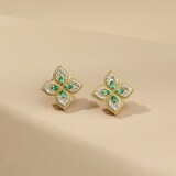 Roberto Coin Exclusive Venetian Princess 18ct Yellow Gold Emerald & 0.55ct Diamond Stud Earrings