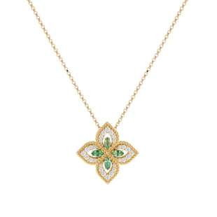 Roberto Coin Exclusive Venetian Princess 18ct Yellow Gold Emerald & 0.27ct Diamond Pendant