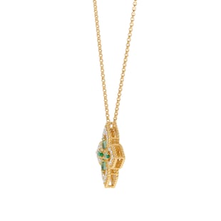 Roberto Coin Exclusive Venetian Princess 18ct Yellow Gold Emerald & 0.27ct Diamond Pendant