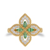 Roberto Coin Exclusive Venetian Princess 18ct Yellow Gold Emerald & 0.27ct Diamond Ring