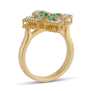 Roberto Coin Exclusive Venetian Princess 18ct Yellow Gold Emerald & 0.27ct Diamond Ring