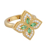 Roberto Coin Exclusive Venetian Princess 18ct Yellow Gold Emerald & 0.27ct Diamond Ring