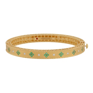 Roberto Coin Exclusive Venetian Princess 18ct Yellow Gold Emerald & 0.11ct Diamond Bangle