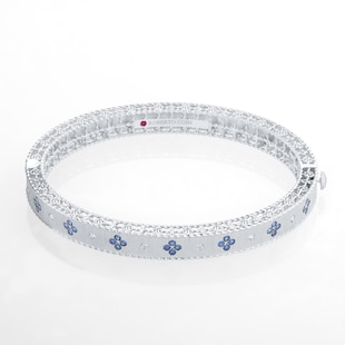 Roberto Coin Exclusive Venetian Princess 18ct White Gold Blue Sapphire & 0.11ct Diamond Bangle