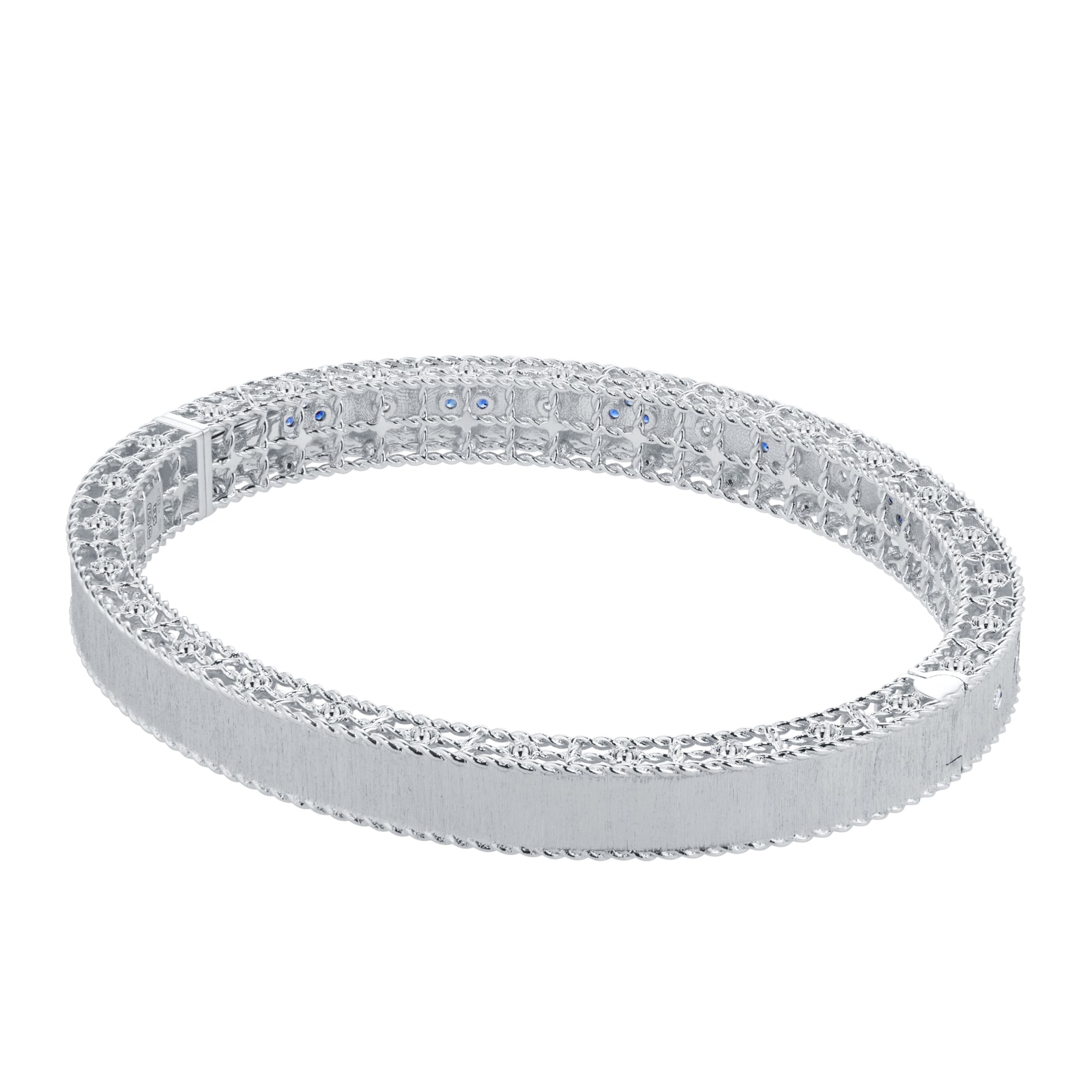 Roberto Coin Exclusive Venetian Princess 18ct White Gold Blue Sapphire & 0.11ct Diamond Bangle