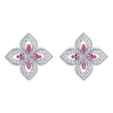 Roberto Coin Exclusive Venetian Princess 18ct White Gold Pink Sapphire & 0.55ct Diamond Stud Earrings