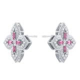 Roberto Coin Exclusive Venetian Princess 18ct White Gold Pink Sapphire & 0.55ct Diamond Stud Earrings