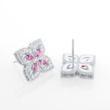 Roberto Coin Exclusive Venetian Princess 18ct White Gold Pink Sapphire & 0.55ct Diamond Stud Earrings