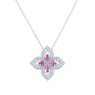 Roberto Coin Exclusive Venetian Princess 18ct White Gold Pink Sapphire & 0.27ct Diamond Pendant