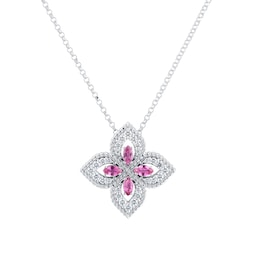37523944 - Exclusive Venetian Princess 18ct White Gold Pink Sapphire & 0.27ct Diamond Pendant