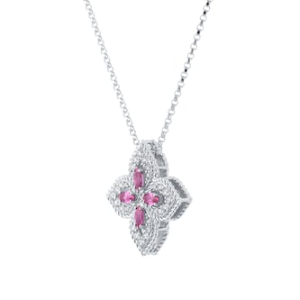 Roberto Coin Exclusive Venetian Princess 18ct White Gold Pink Sapphire & 0.27ct Diamond Pendant Necklace Roberto Coin Exclusive Venetian Princess 18ct White Gold Pink Sapphire & 0.27ct Diamond Pendant Necklace