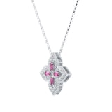 Roberto Coin Exclusive Venetian Princess 18ct White Gold Pink Sapphire & 0.27ct Diamond Pendant Necklace