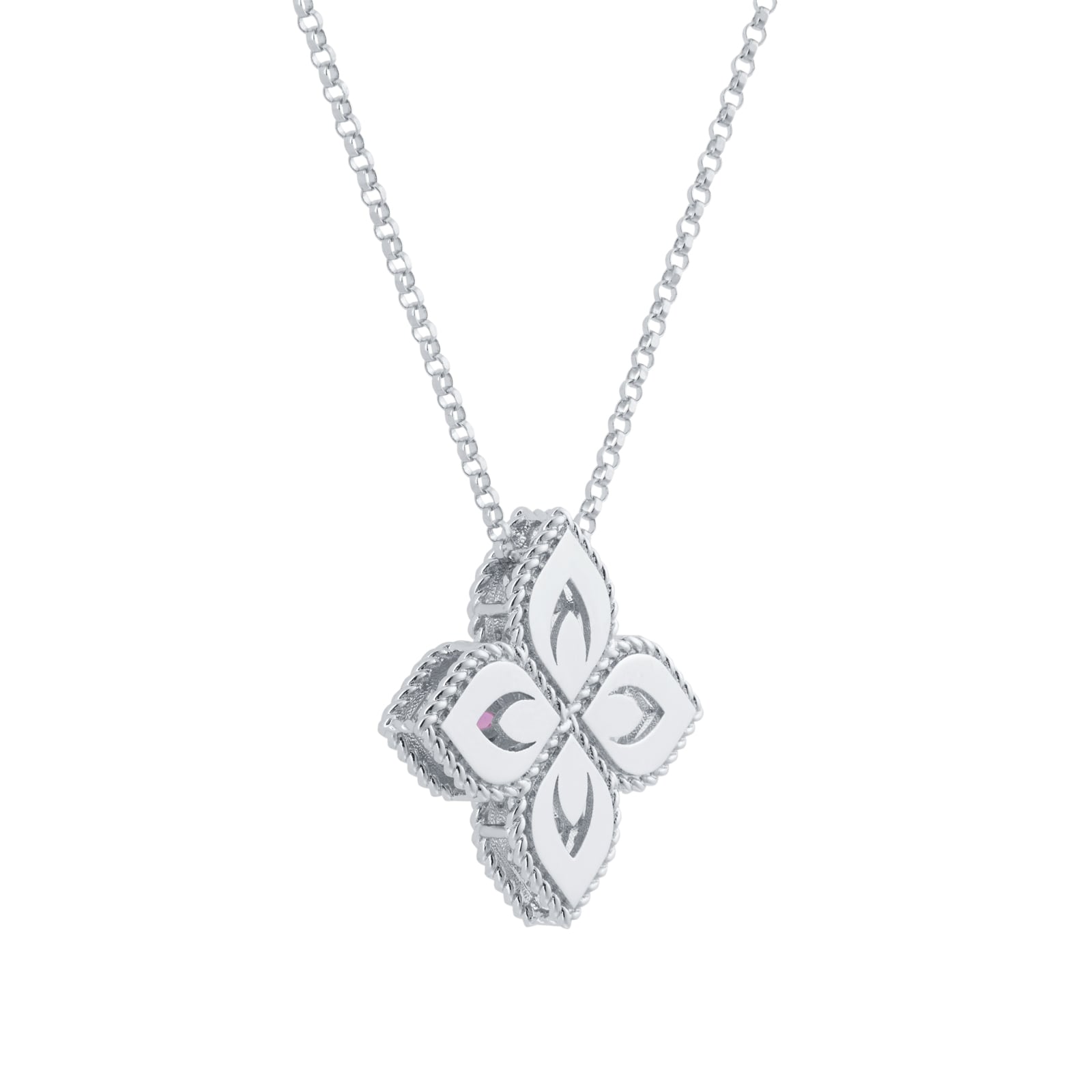 Roberto Coin Exclusive Venetian Princess 18ct White Gold Pink Sapphire & 0.27ct Diamond Pendant Necklace Roberto Coin Exclusive Venetian Princess 18ct White Gold Pink Sapphire & 0.27ct Diamond Pendant Necklace