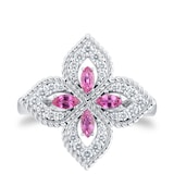 Roberto Coin Exclusive Venetian Princess 18ct White Gold Pink Sapphire & 0.27ct Diamond Ring